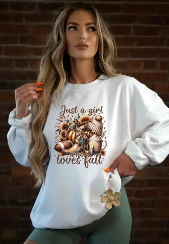 Just a Girl Loves Fall Graphic Sweatshirt - Whatever You Like Shop