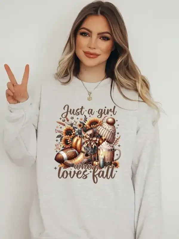 Just a Girl Loves Fall Graphic Sweatshirt - Whatever You Like Shop