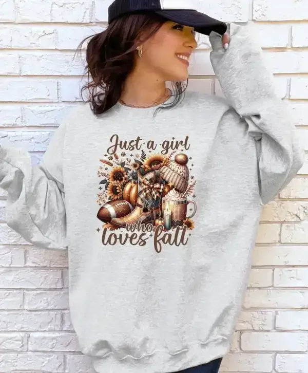 Just a Girl Loves Fall Graphic Sweatshirt - Whatever You Like Shop