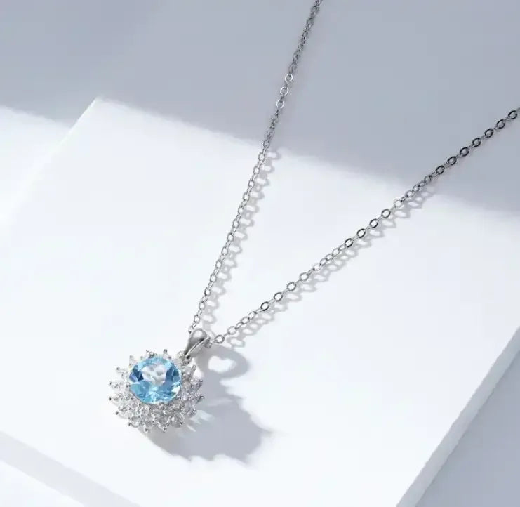 925 Silver Natural Topaz Necklace Female - Whatever You Like Shop