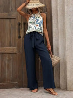 Printed Tank Top and Wide Leg Pants Set - Whatever You Like Shop