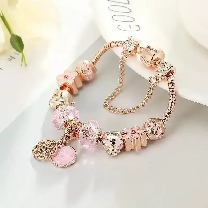 Fashion Rose Gold Charm Bracelet - Whatever You Like Shop