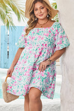 Plus Size Floral Ric-Rac Trim Mini Dress