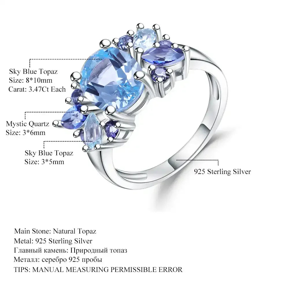 925 Silver Inlaid Natural Topaz Ring - Whatever You Like Shop