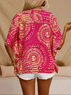 Printed V-Neck Half Sleeve Top - Whatever You Like Shop