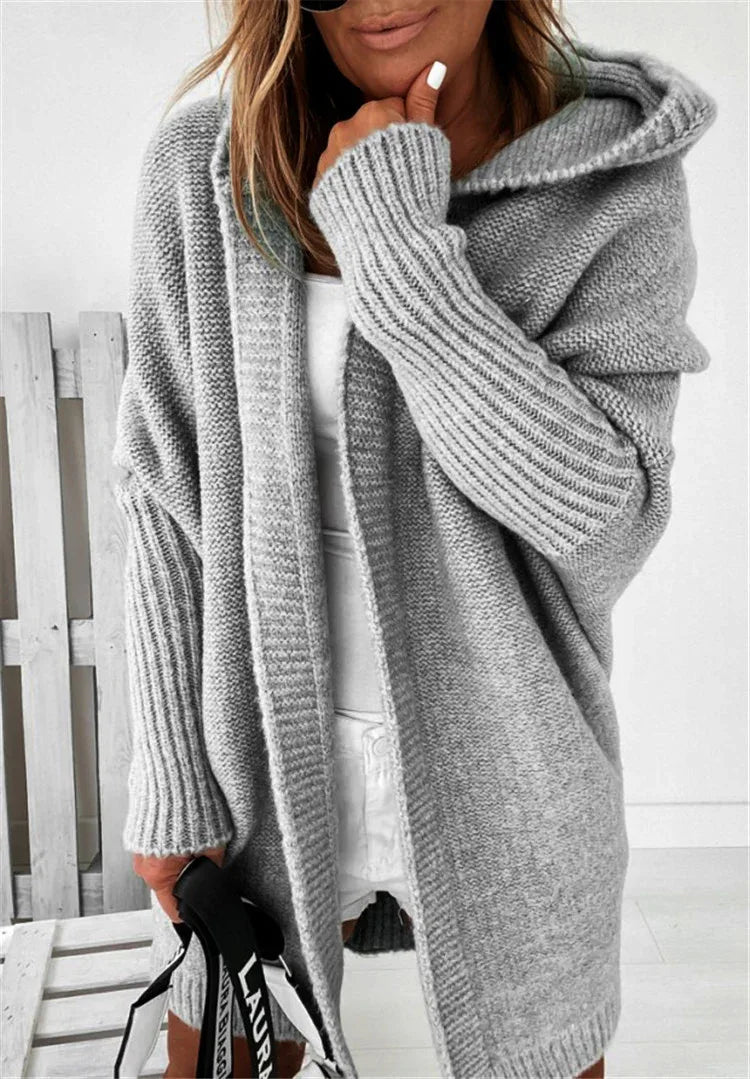Oversized Bat Sleeve Hooded Cardigan - Whatever You Like Shop