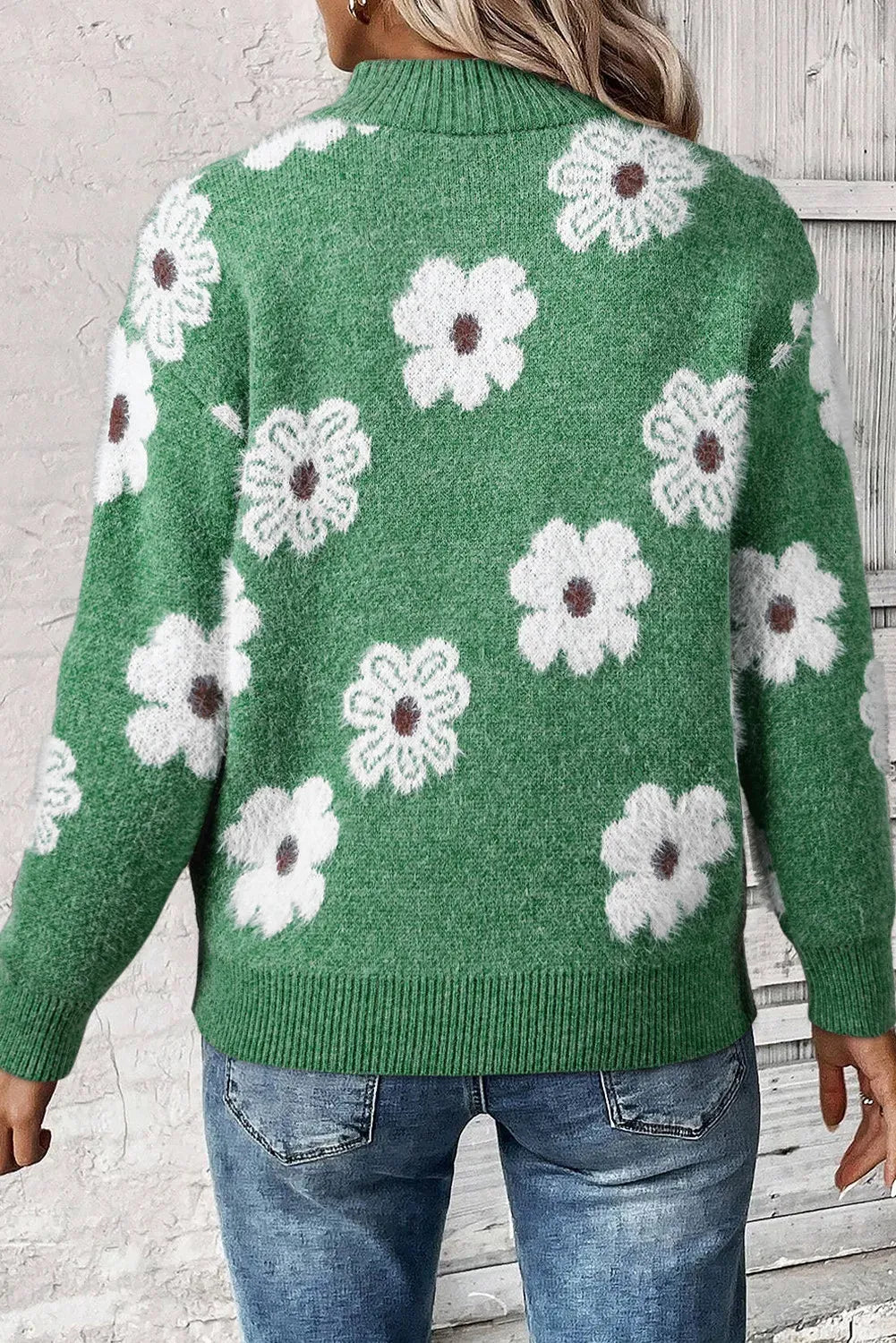 Flower Half Zip Sweater