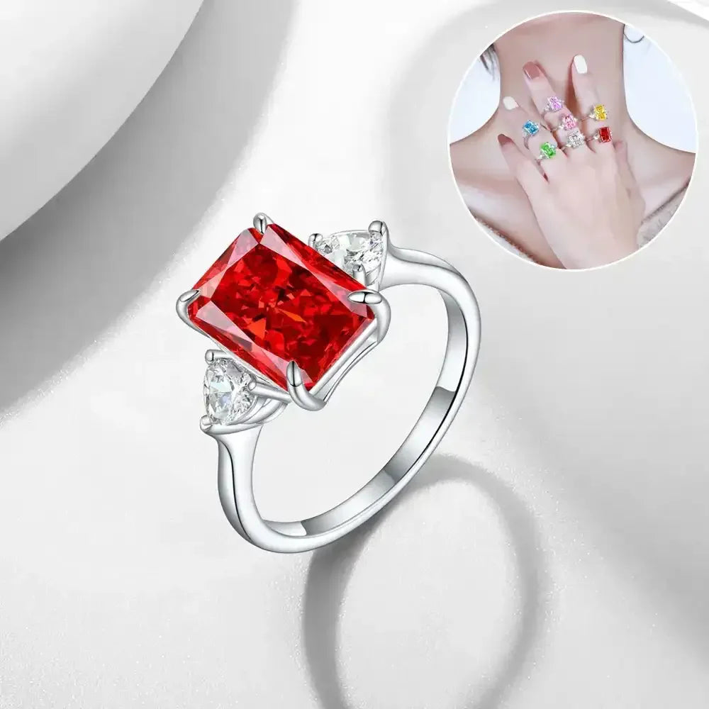 925 Colorful Rectangular Rhinestone Ring - Whatever You Like Shop
