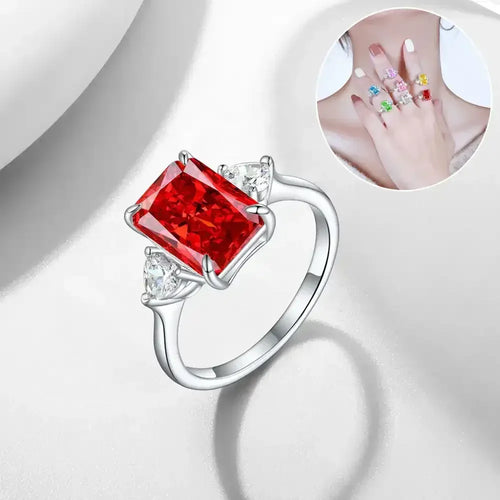 925 Colorful Rectangular Rhinestone Ring - Whatever You Like Shop