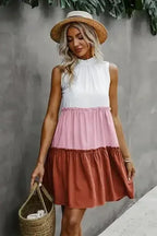 Colorblock Ruffled Tiered Dress - Whatever You Like Shop