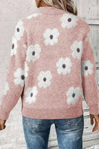 Flower Half Zip Sweater - Whatever You Like Shop