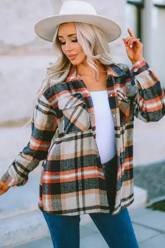 Plaid Pocketed Button Front Shacket - Whatever You Like Shop