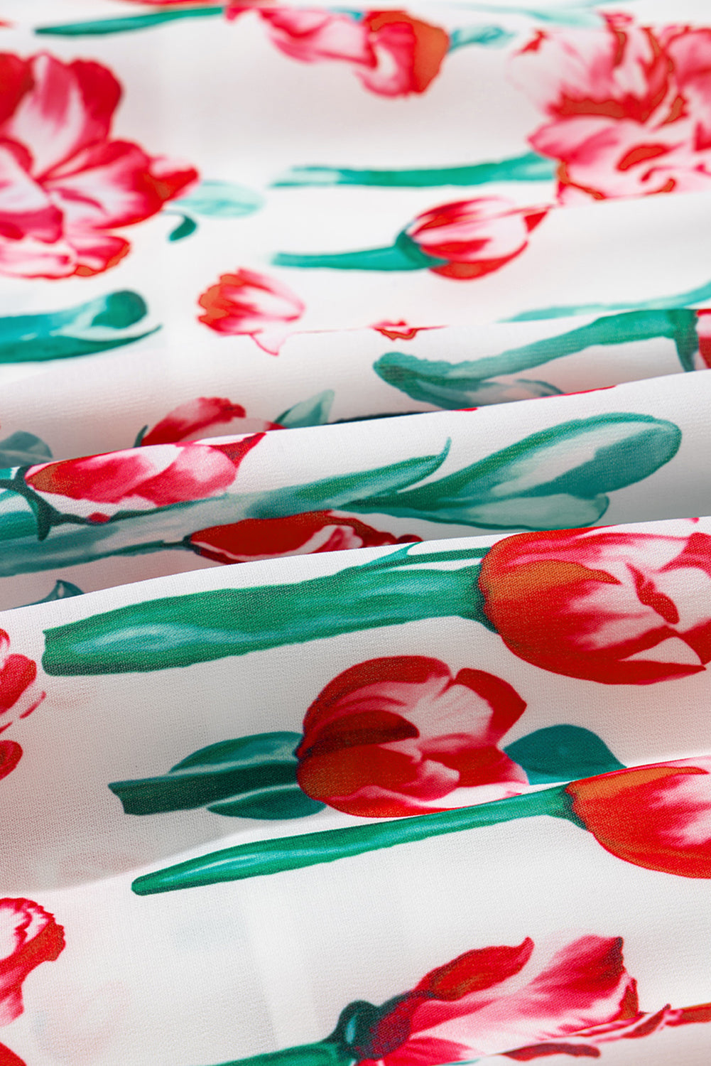 Floral Contrast Trim V-Neck Babydoll Dress