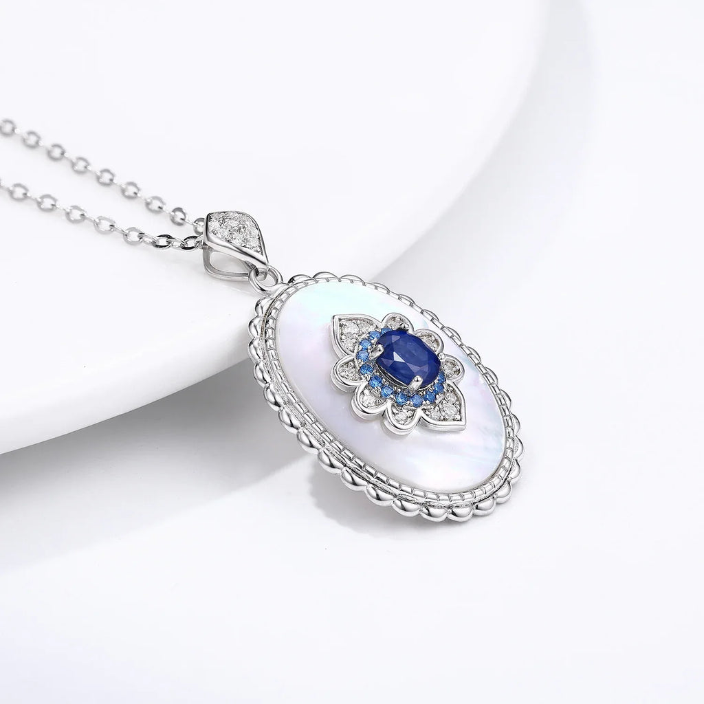 925 Sterling Silver Sapphire Diamond Pendant - Whatever You Like Shop