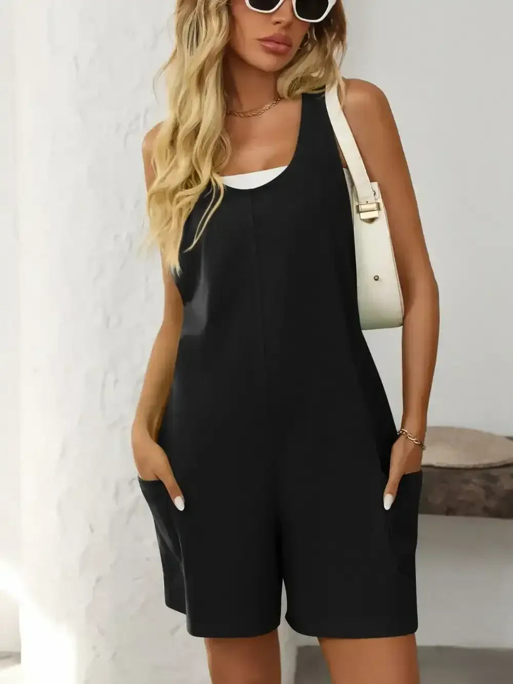 Mandy Pocketed Racerback Wide Strap Romper - Whatever You Like Shop