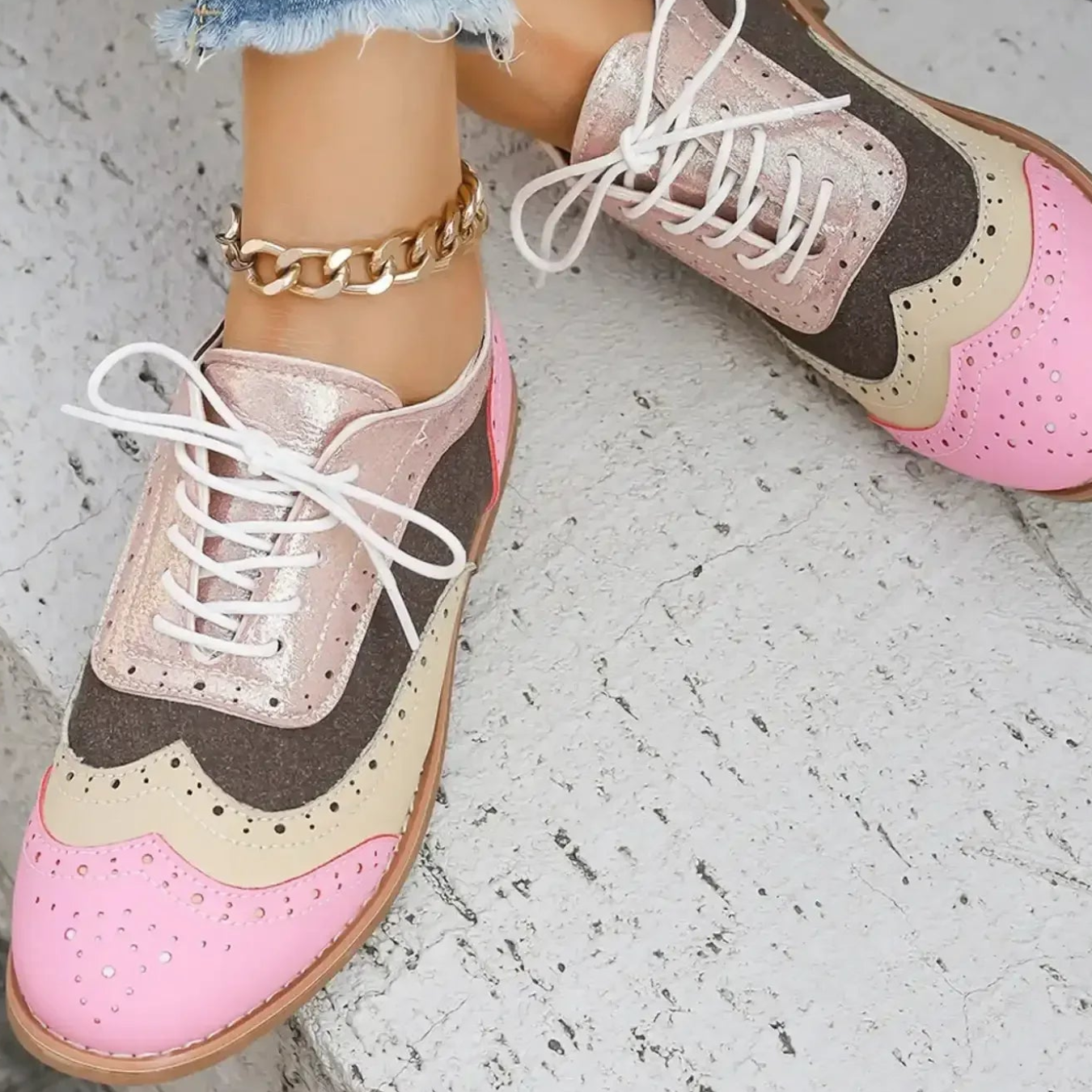 Round Toe Flats Color Block Loafers