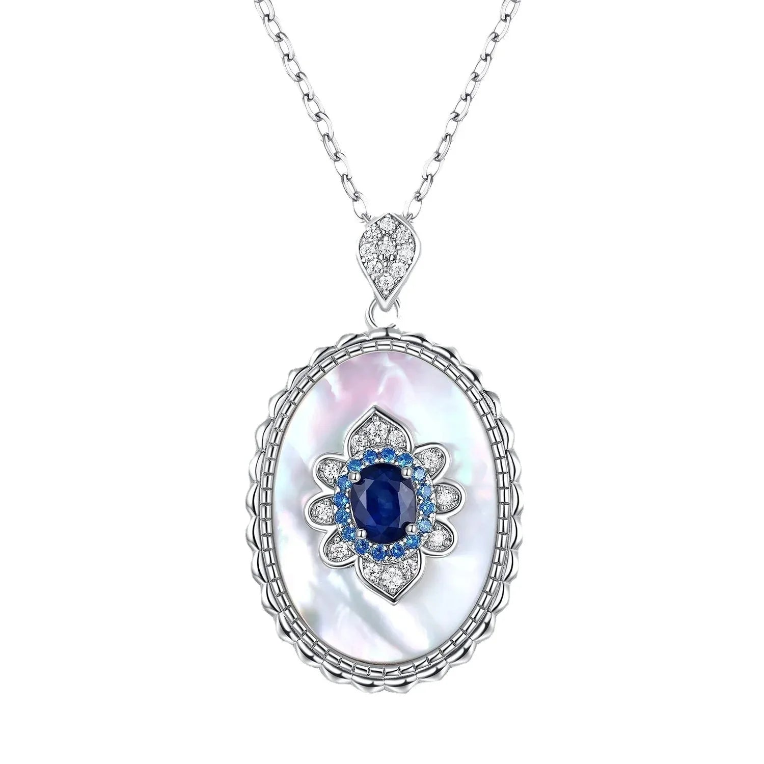 925 Sterling Silver Sapphire Diamond Pendant - Whatever You Like Shop