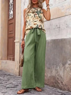 Printed Tank Top and Wide Leg Pants Set - Whatever You Like Shop