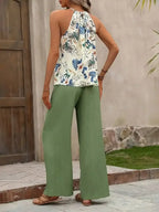 Printed Tank Top and Wide Leg Pants Set - Whatever You Like Shop
