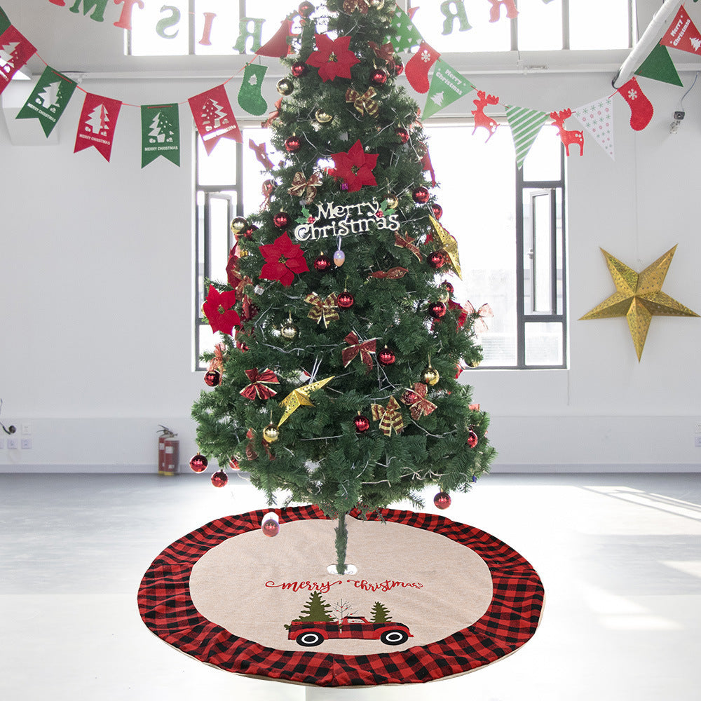 Linen Tree Skirt Car Christmas Tree