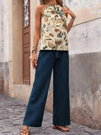 Printed Tank Top and Wide Leg Pants Set - Whatever You Like Shop