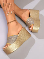 Open Toe Platform Wedge Sandals - Whatever You Like Shop