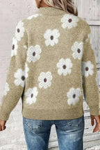Flower Half Zip Sweater - Whatever You Like Shop