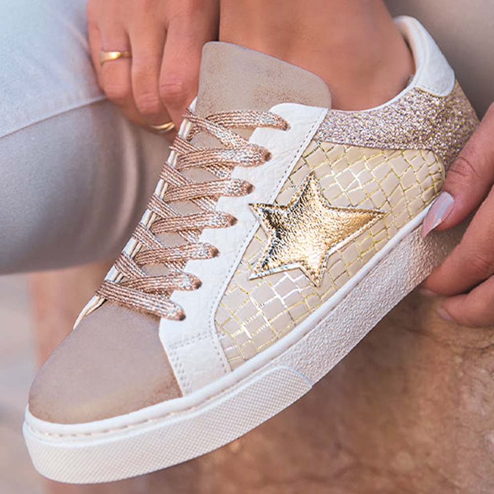 Glitter Star Patchwork Sneakers