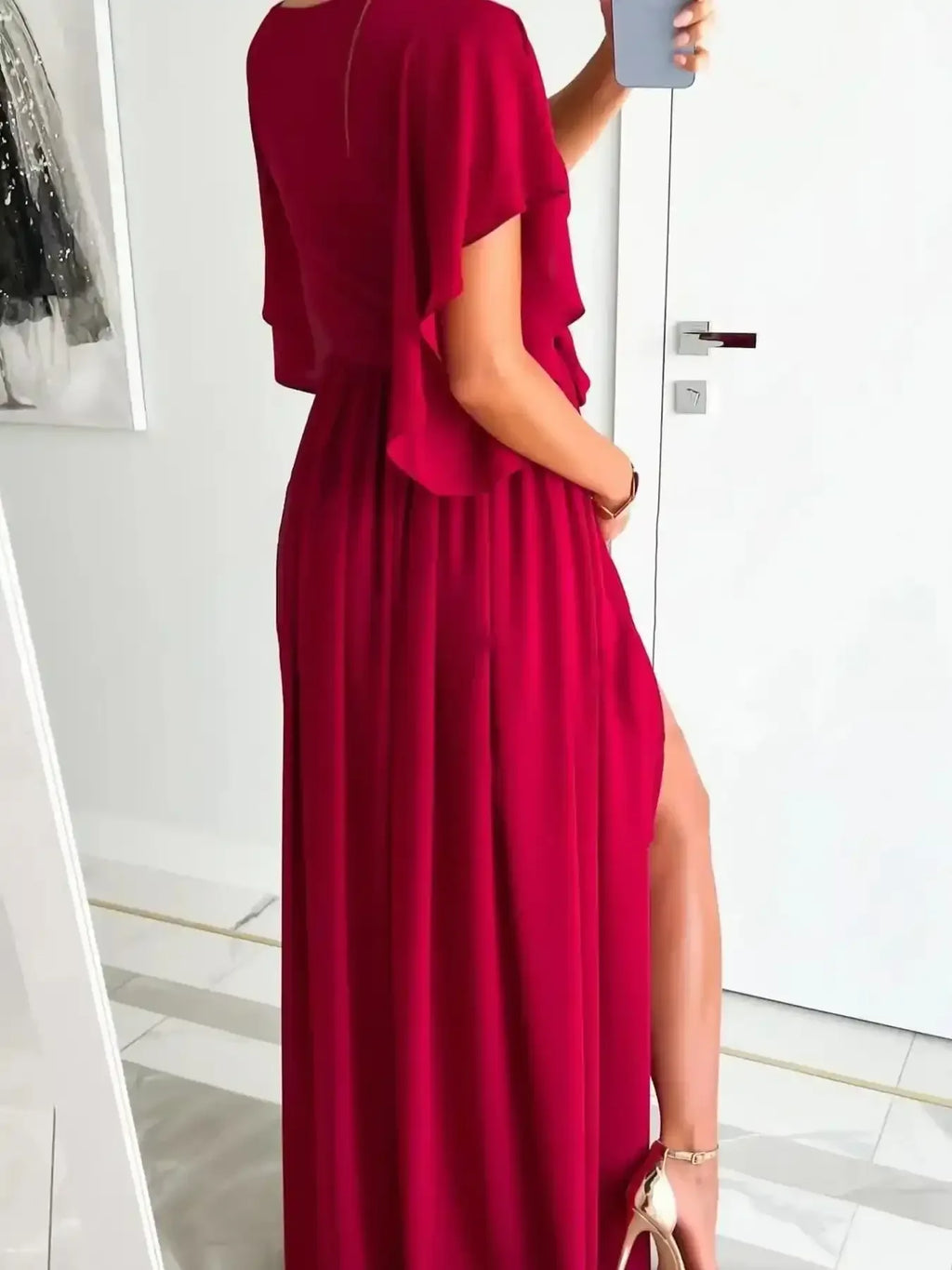 Flutter Sleeve Surplice Tie Waist Dress - Whatever You Like Shop