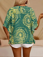 Printed V-Neck Half Sleeve Top - Whatever You Like Shop