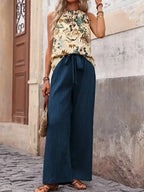 Printed Tank Top and Wide Leg Pants Set - Whatever You Like Shop