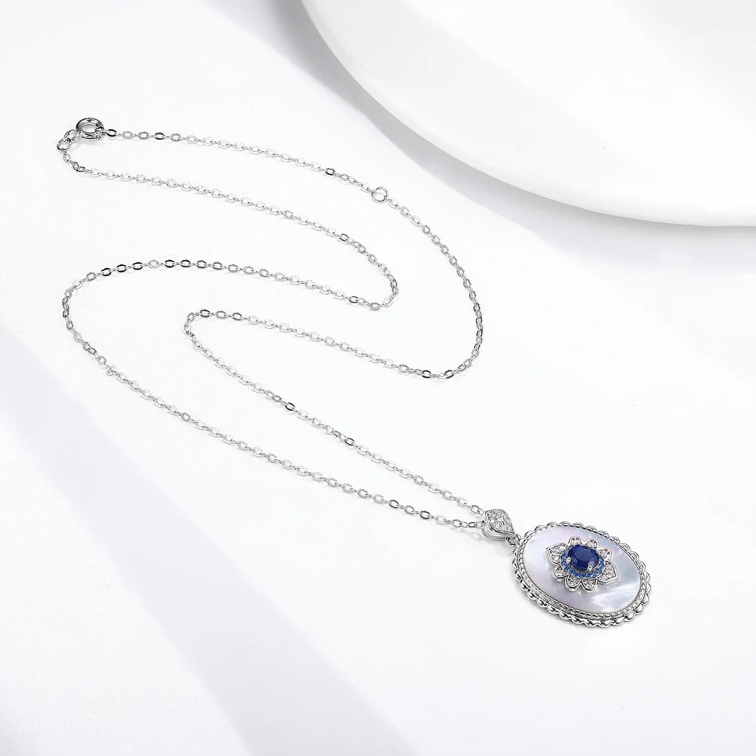 925 Sterling Silver Sapphire Diamond Pendant - Whatever You Like Shop