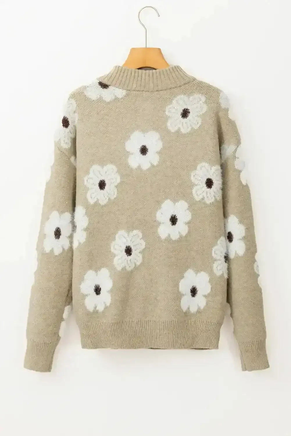 Flower Half Zip Sweater - Whatever You Like Shop