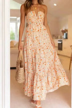 Floral Halter Neck Tiered Maxi Dress - Whatever You Like Shop