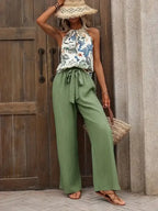 Printed Tank Top and Wide Leg Pants Set - Whatever You Like Shop