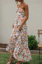 Floral Halter Neck Tiered Maxi Dress - Whatever You Like Shop