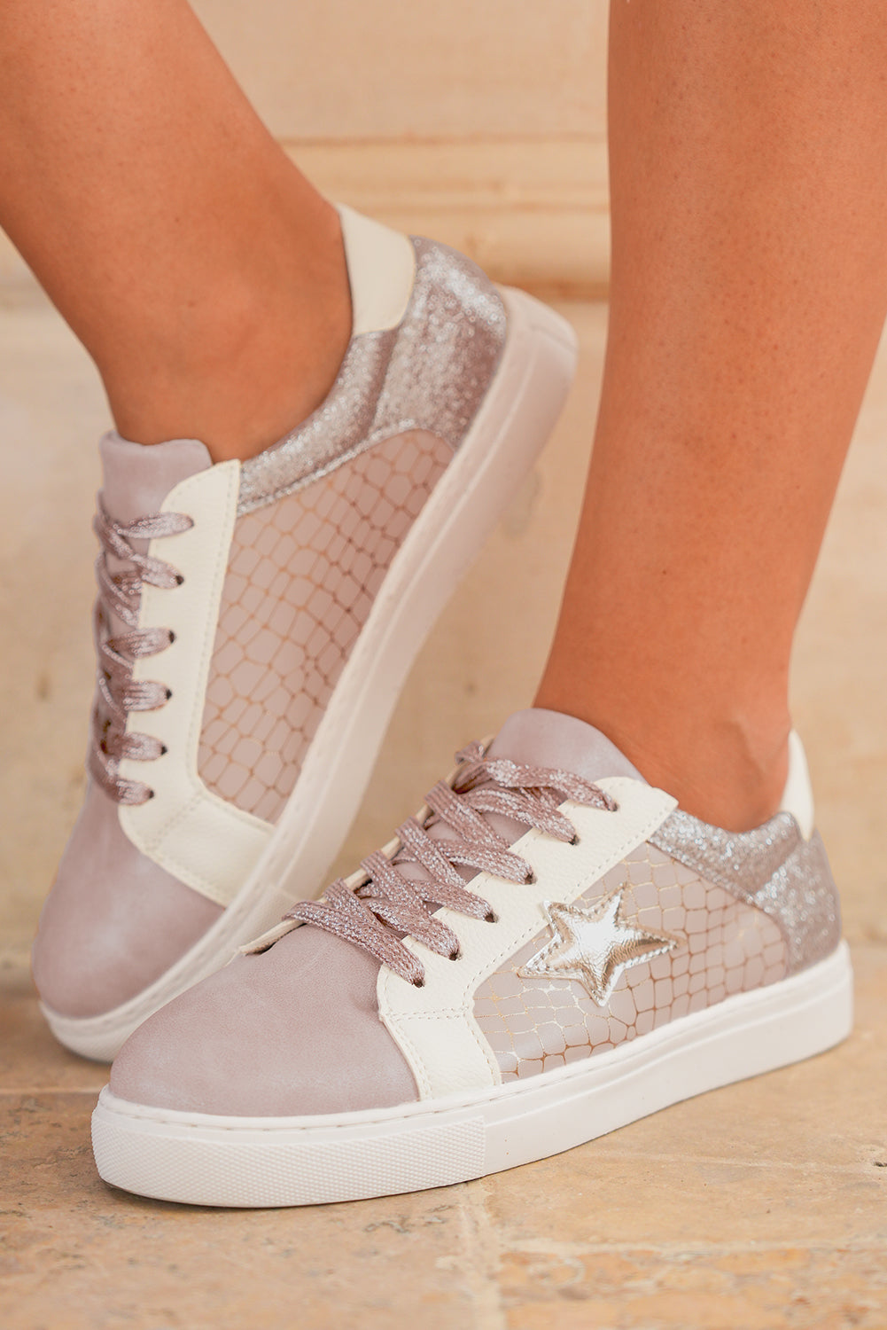 Glitter Star Patchwork Sneakers