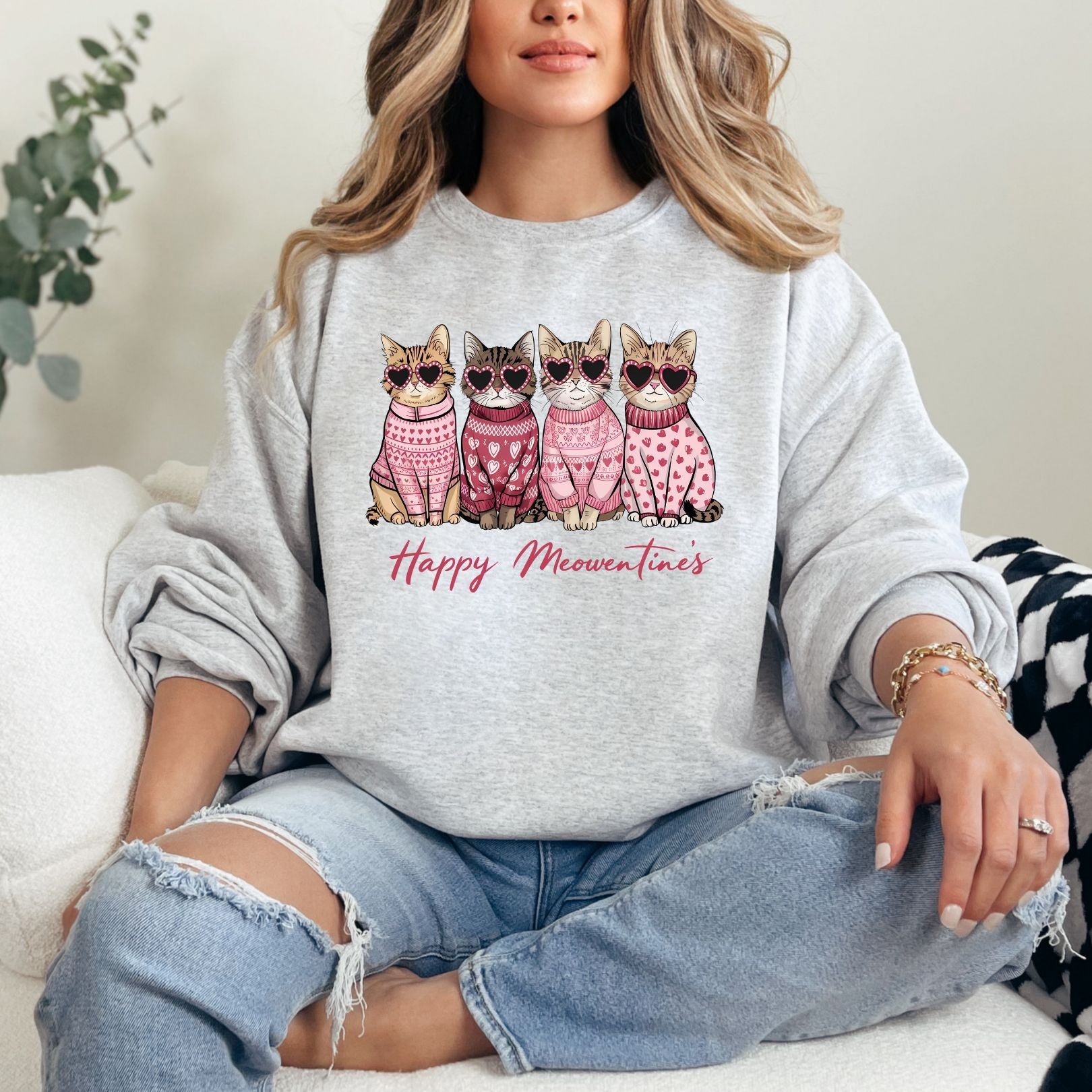 Valentine Cats Graphic Sweatshirt | Whatever You Like Shop