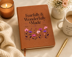 Fearfully Wonderfully Made Journal | Psalm 139:14 Leather-Look Bible Verse Notebook