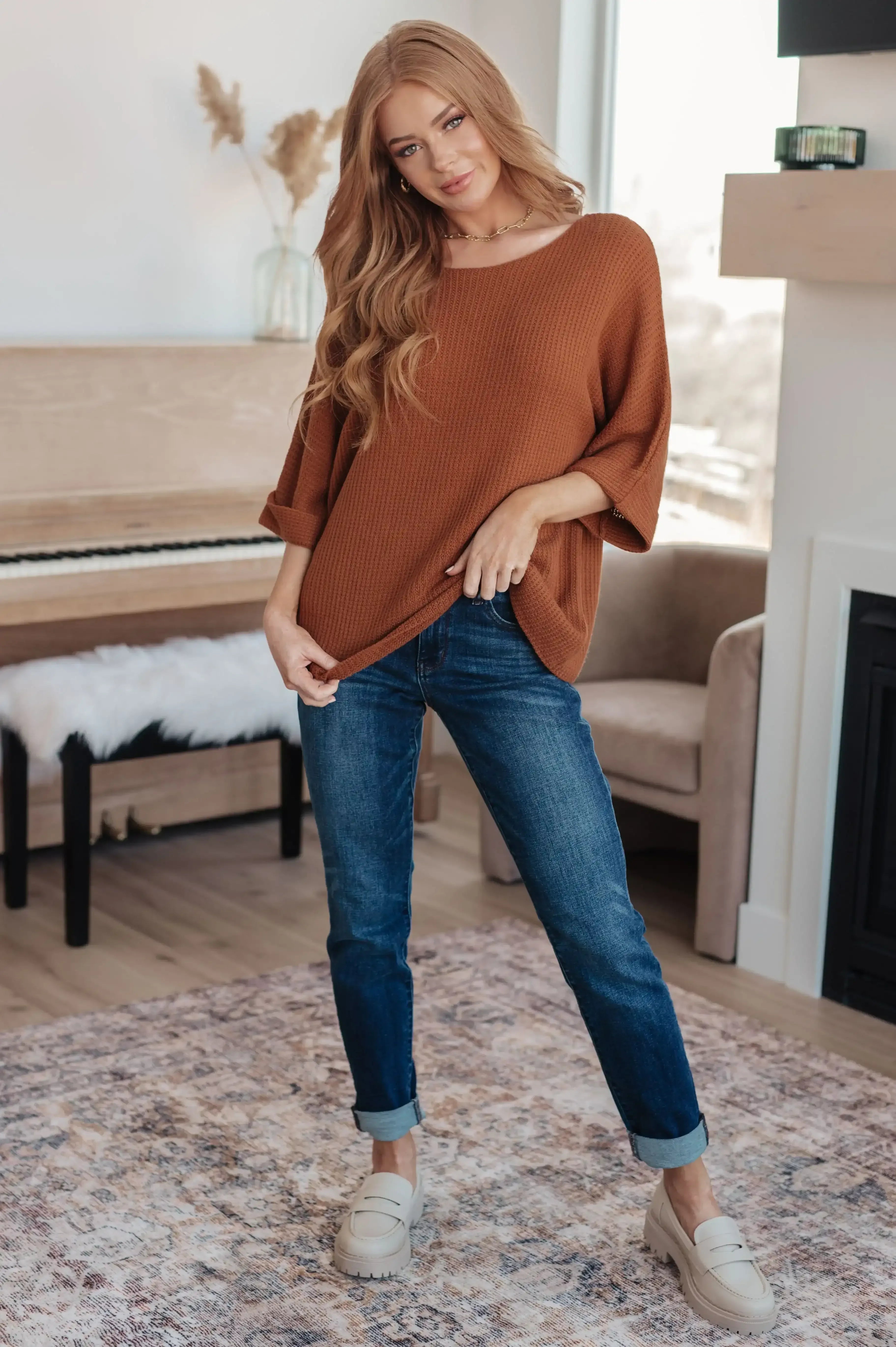 Lotta Love Knitted Sweater Top in Rust - Whatever You Like Shop