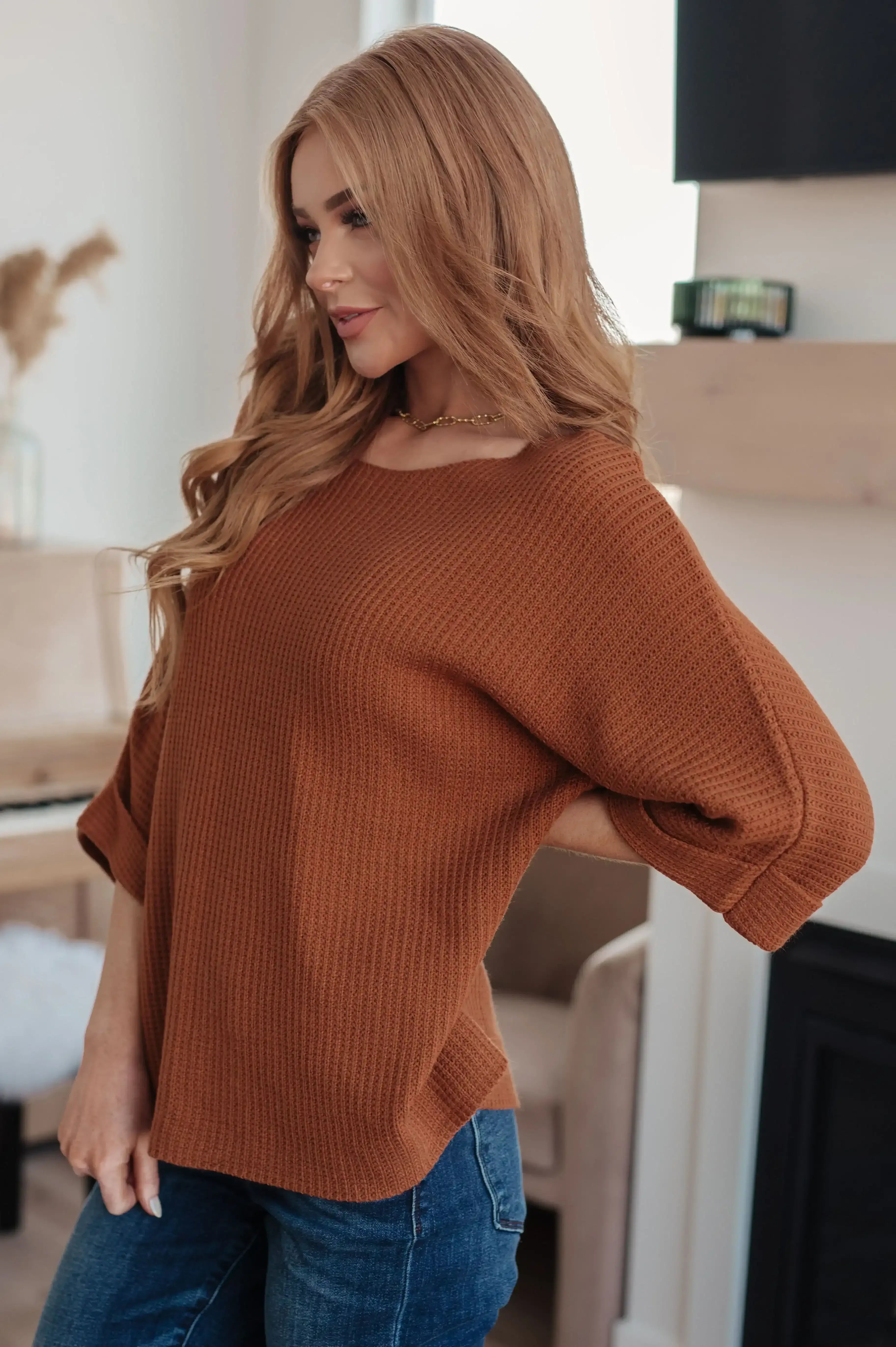 Lotta Love Knitted Sweater Top in Rust - Whatever You Like Shop