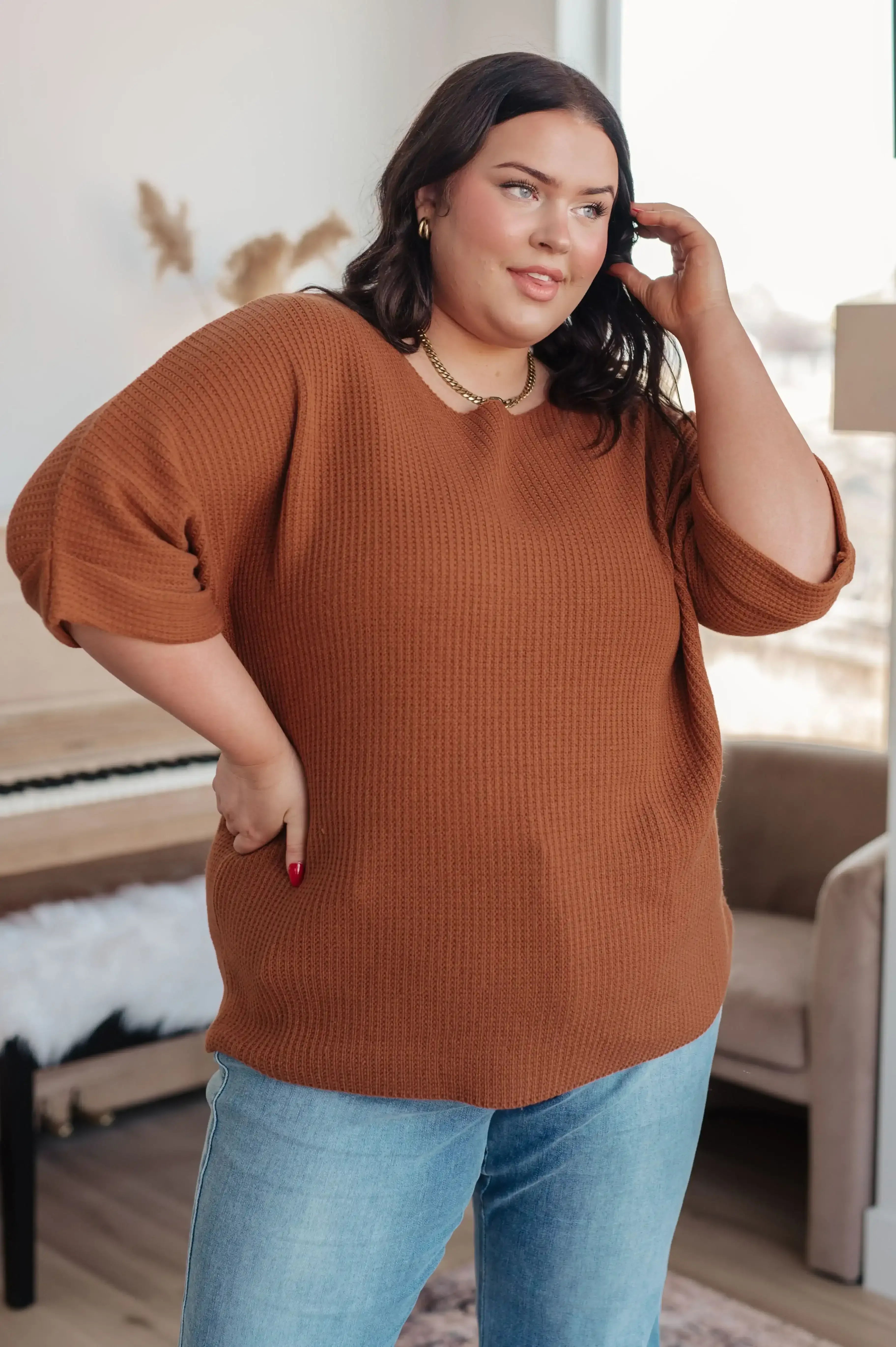Lotta Love Knitted Sweater Top in Rust - Whatever You Like Shop