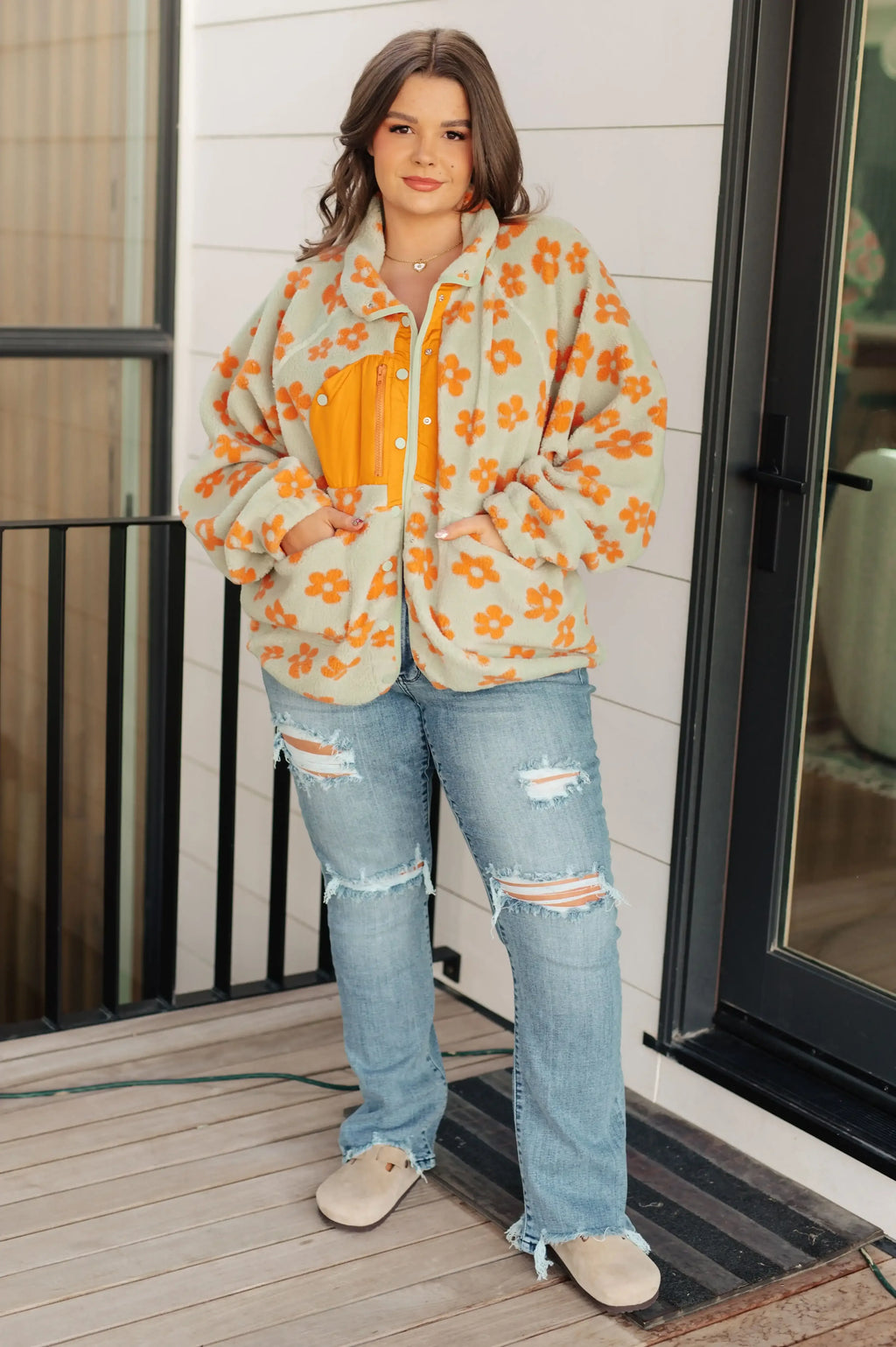 Love It Don't Leave It Floral Fleece Jacket - Whatever You Like Shop