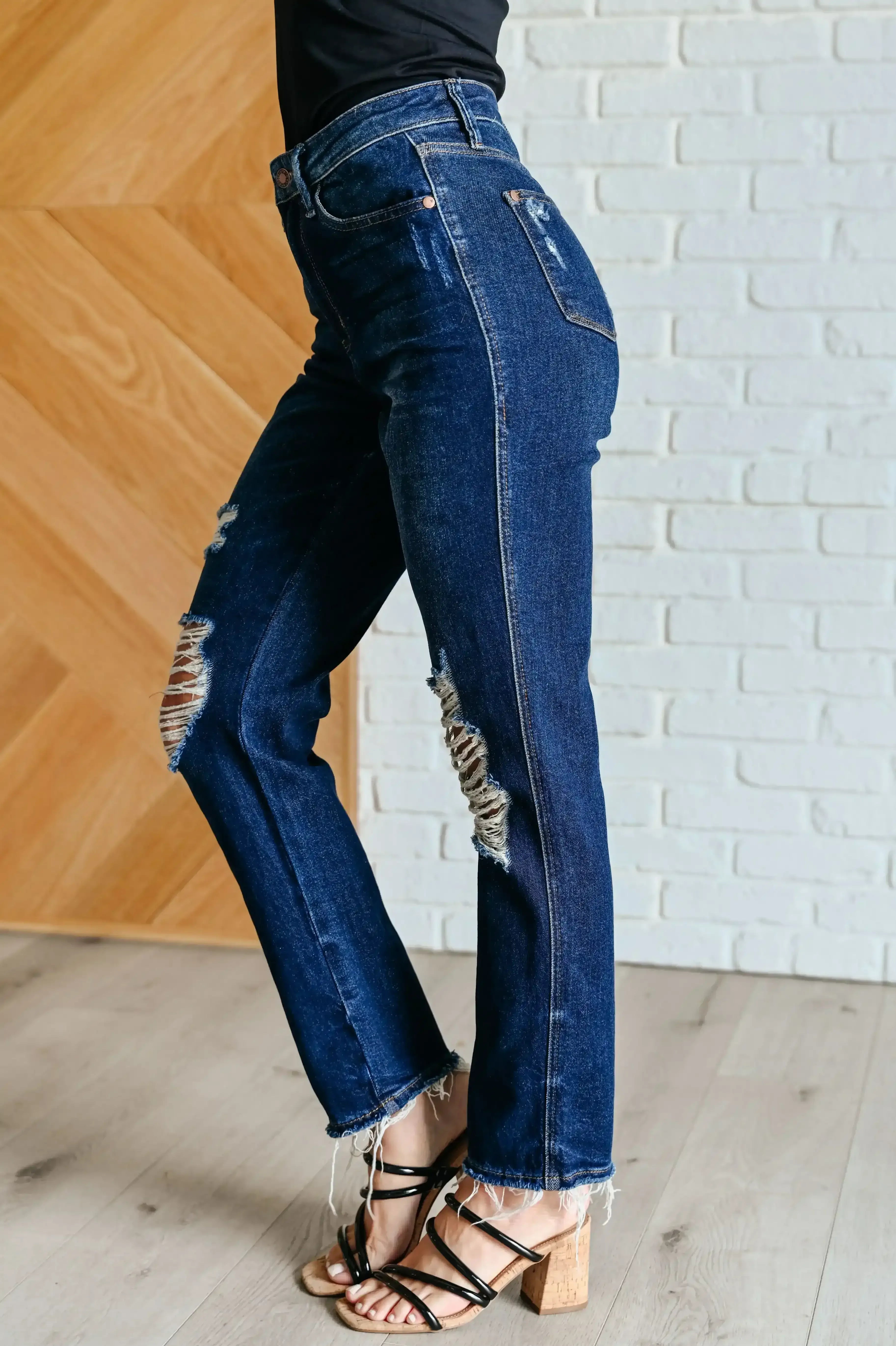 Montana High Rise Rigid Magic Distressed Straight Jeans - Whatever You Like Shop