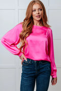 Not Exaggerating Satin Puff Sleeve Blouse - Whatever You Like Shop