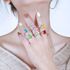 925 Colorful Rectangular Rhinestone Ring - Whatever You Like Shop