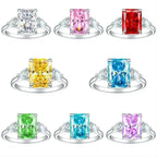925 Colorful Rectangular Rhinestone Ring - Whatever You Like Shop