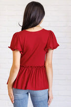 One Day Soon V-Neck Ruffle Detail Top - Whatever You Like Shop