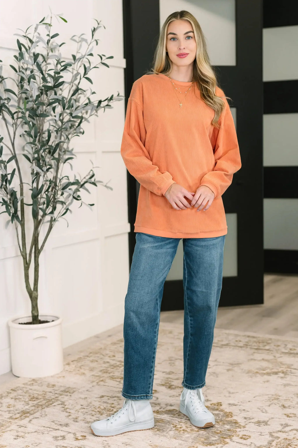 Taking A Drive Oversized Corded Sweatshirt - Whatever You Like Shop