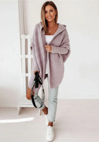 Oversized Bat Sleeve Hooded Cardigan - Whatever You Like Shop